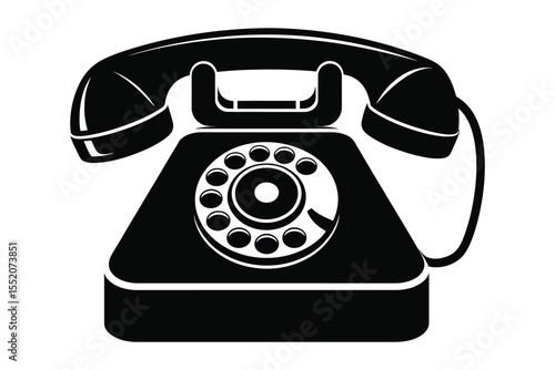 Black silhouette telephone icon isolated on white background

