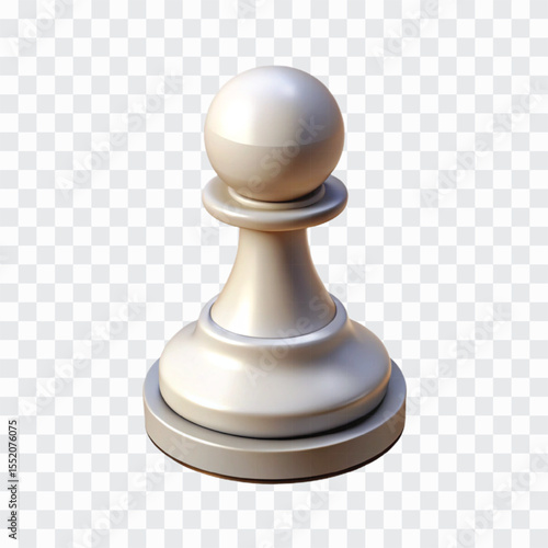 3D White Pawn Chess Icon | Strategy Game, Starter Piece, Tactical Symbol