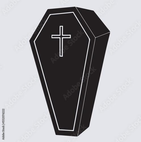 coffin with cross silhouette vector art illustration
