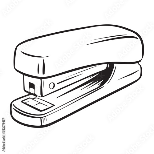 Black metal office stapler with staples isolated on a white background
