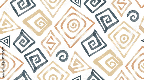 A Scattered Field Of Tribal Glyphs - Seamless Animal Print Vector