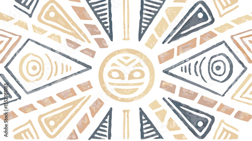 A Surreal Composition Of Floating Tribal - Seamless Animal Print Vector