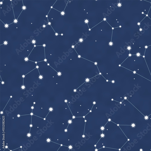 Seamless Cartoon Constellations Vector Pattern With Gradients