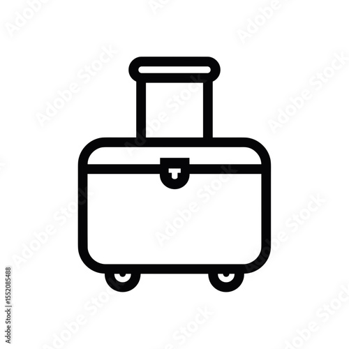Simple outline of a suitcase with wheels and handle  