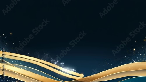 Gold and navy blue abstract background with shimmering particles