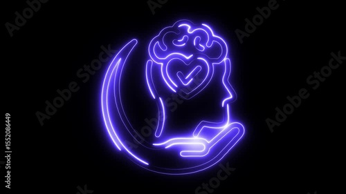 Animated neon services icon depicting customer service and communication interactions