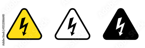 High Voltage Sign. Lightning Bolt Warning Sign. Electrical Hazard Icon.