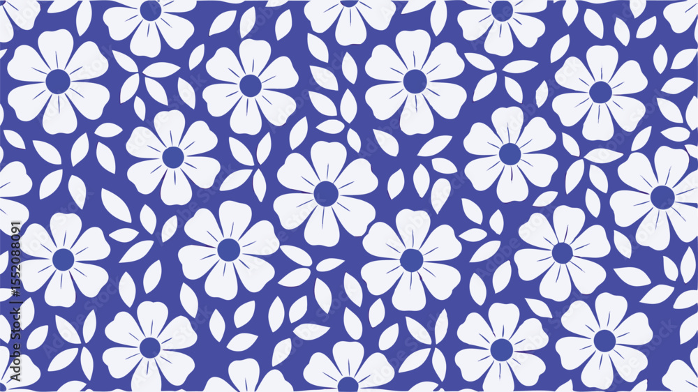 Fototapeta premium Very Simplified White Blossoms Each With - Seamless Animal Print Vector