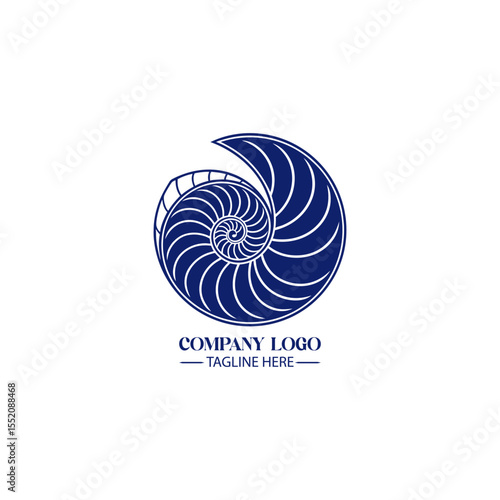 Oceanic Logo Design: A striking, minimalist logo design featuring a nautilus shell. perfect for a business looking to evoke the beauty of the ocean