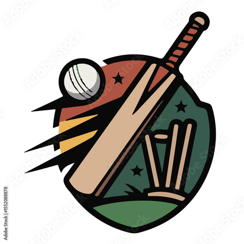 Fun cartoon vector illustration of criket symbol