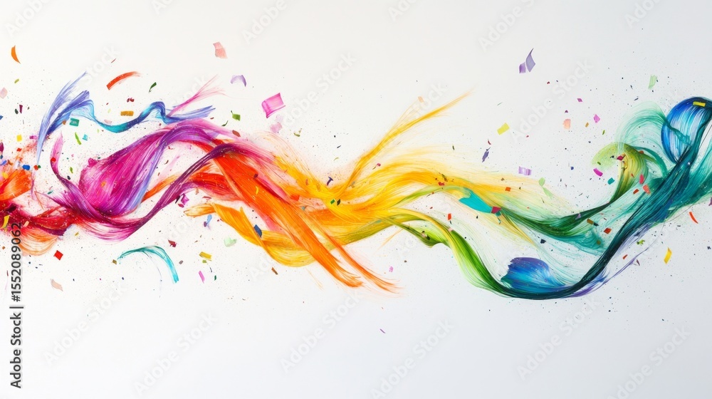 Fototapeta premium Celebration of vibrant energy with multicolored streamers in a festive atmosphere digital artwork abstract viewpoint