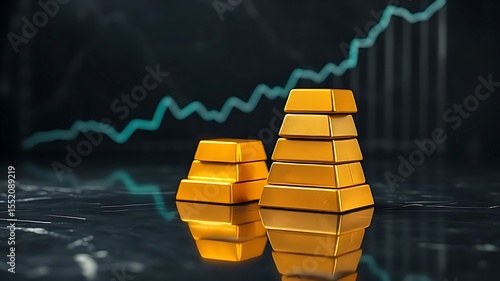 Golden Opportunity Rising with Upward Financial Market Trend Graph