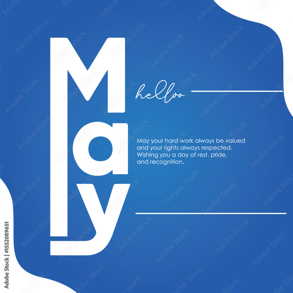 Fototapeta premium Hello, May banner poster Vector Template design for May Month Calendar, May month Poster design