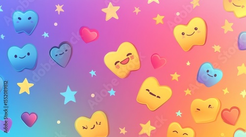 Playful emoji pattern design digital art studio background graphics colorful environment expressive concept