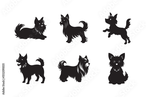 Yorkshire Terrier Silhouette Bundle Six Different Poses
