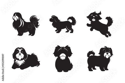 Shih Tzu Silhouette Bundle Six Habitual Poses