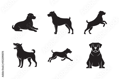 Rottweiler Silhouette Bundle Six Different Positions