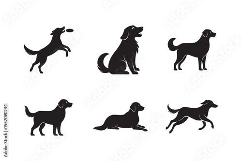 Golden Retriever Silhouette Bundle Six Habitual Positions