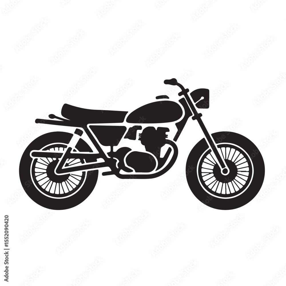 Fototapeta premium Isolated motorcycle vector illustration on a white background, perfect for designs featuring choppers, sport bikes, and other fast vehicles