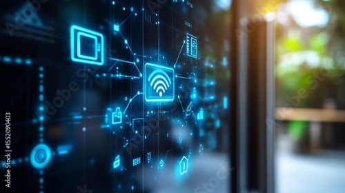 Exploring smart home connectivity a closeup of a modern device in a high-tech environment