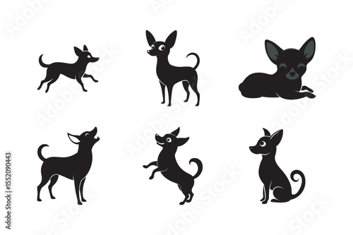 Chihuahua Silhouette Bundle Six Different Positions