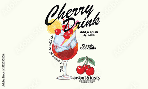 Sweet cherry artwork. Cherry juice print. Cherry love. Organic food artwork for for t-shirt.