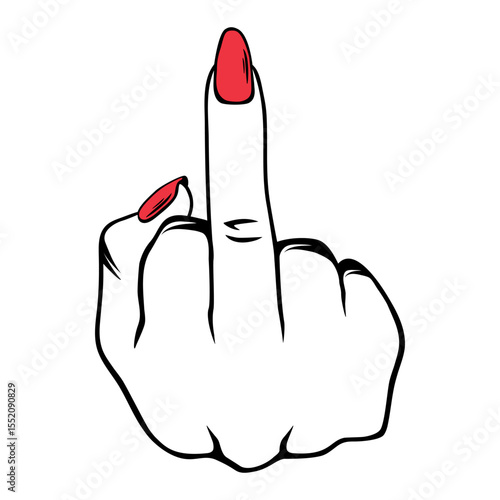 Hand Gesture Woman Middle Finger Vector Art