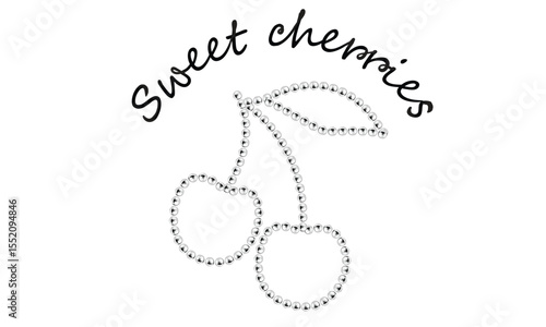 Sweet cherry artwork. Cherry fruit print. Cherry love. Organic food artwork for for t-shirt.