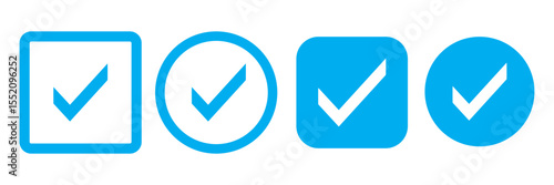 Check box icon with correct, accept checkmark icons tick box checked. Approve symbol. Check mark icon vector design. Blue check mark icon. Blue tick symbol. Vector check icon