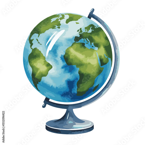 An isolated earth globe on a white background depicts a terrestrial sphere ideal for geography and global education
