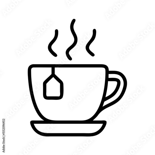Hot tea cup with tea bag and steam vector illustration for tea time and relaxation concept drawing