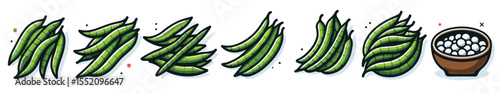 Vector set of long beans