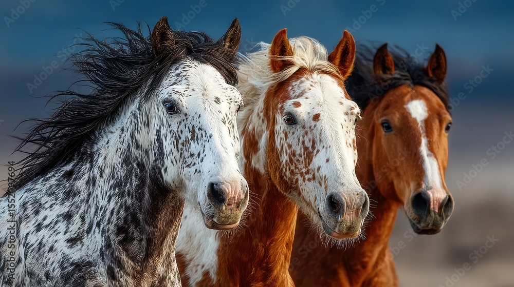 Fototapeta premium Majestic horses grazing in a serene landscape during golden hour near a tranquil meadow