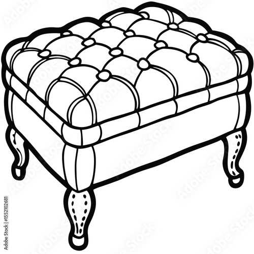 Classic tufted ottoman with elegant carved legs a timeless furniture piece for any living space