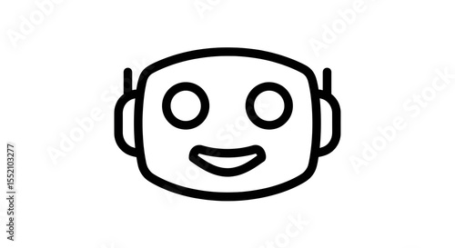 Smiling Robot Face Icon, Friendly Ai Concept
