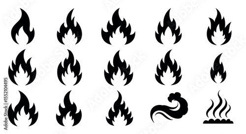Collection of fire flame icons and symbols for design and illustration vector illustration