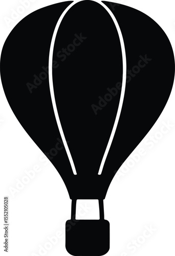 Silhouette hot air balloon simple graphic monochrome Vector Illustration