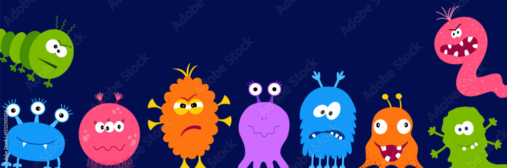 Obraz premium Colorful silhouette funny and scary monsters icons.