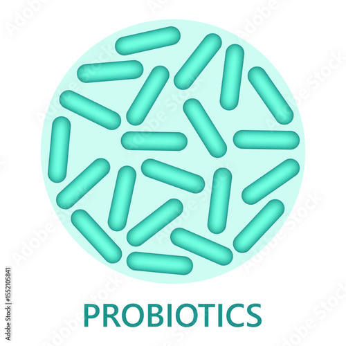 Probiotics bacteria icon, microbiome flora, lactobacillus bacterium.
