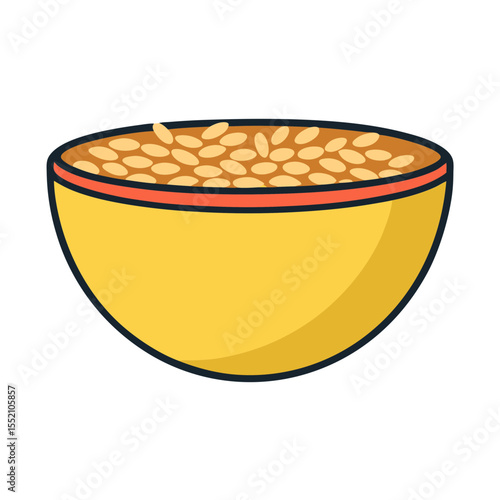 Yellow bowl filled with light brown grains and seeds