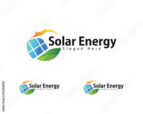 solar energy logo creative design creative sun leave nature industry
