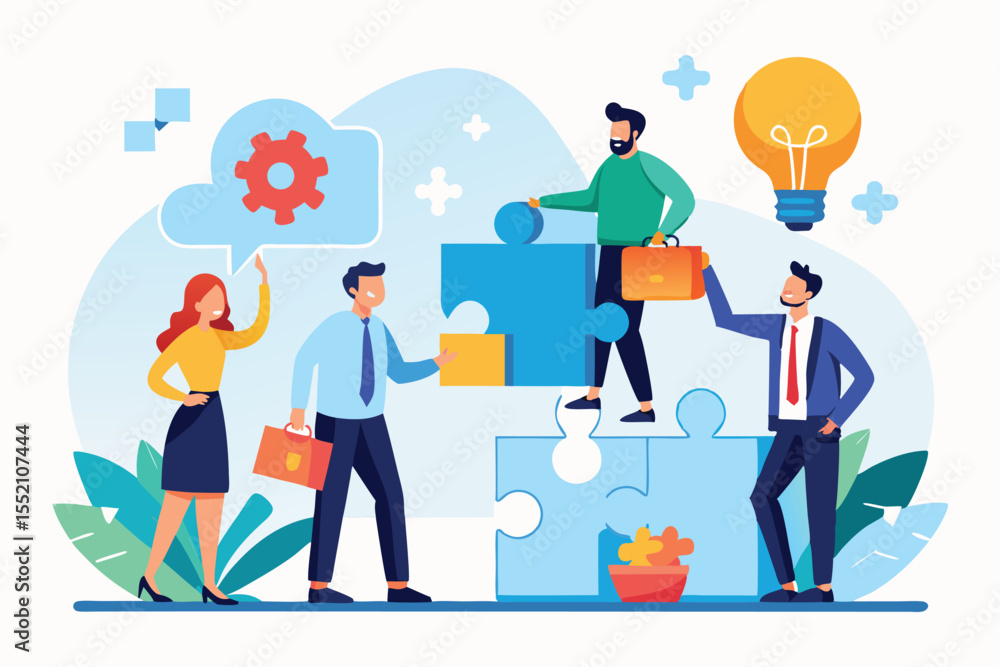 Teamwork and collaboration help to find solutions with the right people combining skills and ideas in a professional environment Teamwork and collaboration help to find solutions with the right people combining skills and ideas in a professional environment