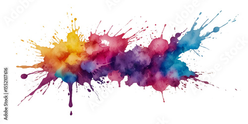 Vector abstract colorful rainbow holi paint and colorful cloud smoke powder explosion isolated on transparent wide panorama background.	
