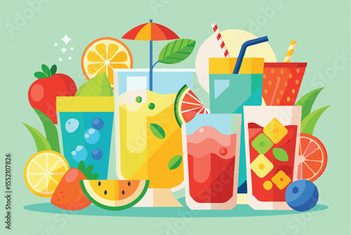 Refreshing lemonade cocktails with vibrant fruit garnishes perfect for summer parties by the poolside or beachside