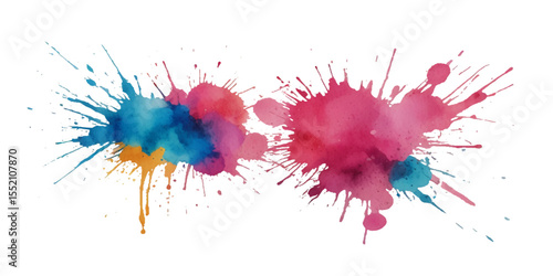Vector abstract colorful rainbow holi paint and colorful cloud smoke powder explosion isolated on transparent wide panorama background.	