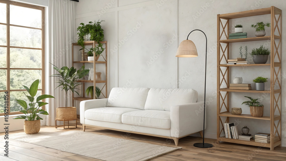 Fototapeta premium Modern Minimalist Living Room: Interior Design Inspiration