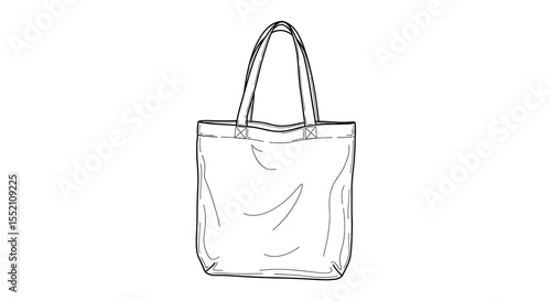 Tote Bag Illustration, Simple Line Art Style, Shopping Bag Graphic