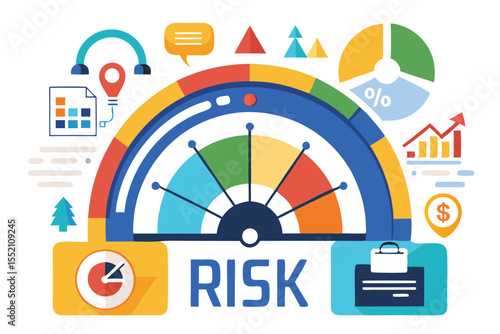 Understanding risk assessment through a speedometer concept with visual indicators for better decision making and analysis in business and project management environments