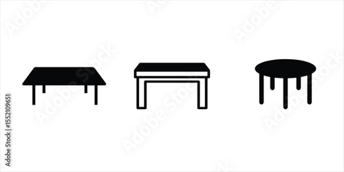 table icon set hand drawn illustration on white background. table silhouette vector icon set.