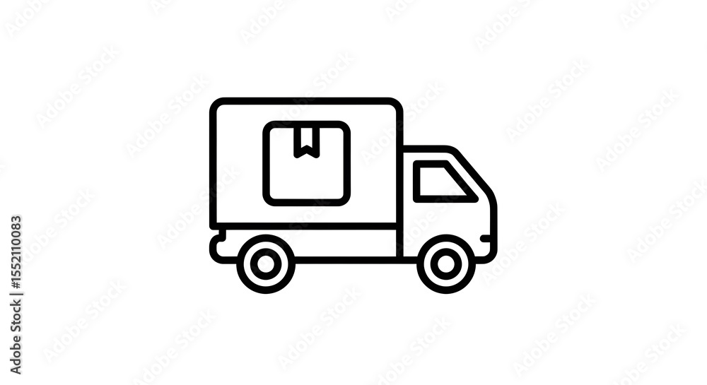 Delivery Truck Icon with Package, Express Shipping Delivery Truck Icon with Package, Express Shipping